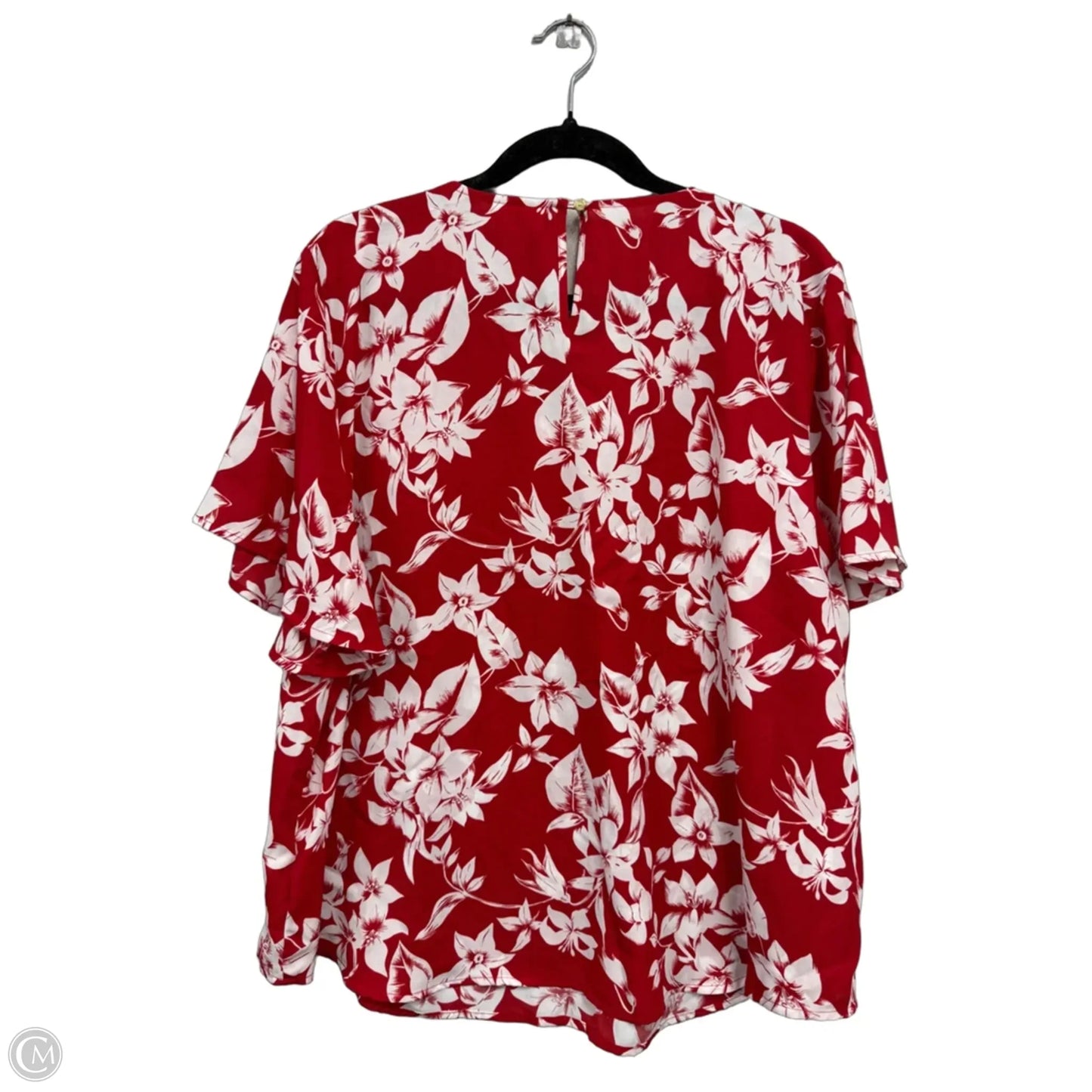 Blouse Short Sleeve By Liz Claiborne In Red & White, Size: Xxl