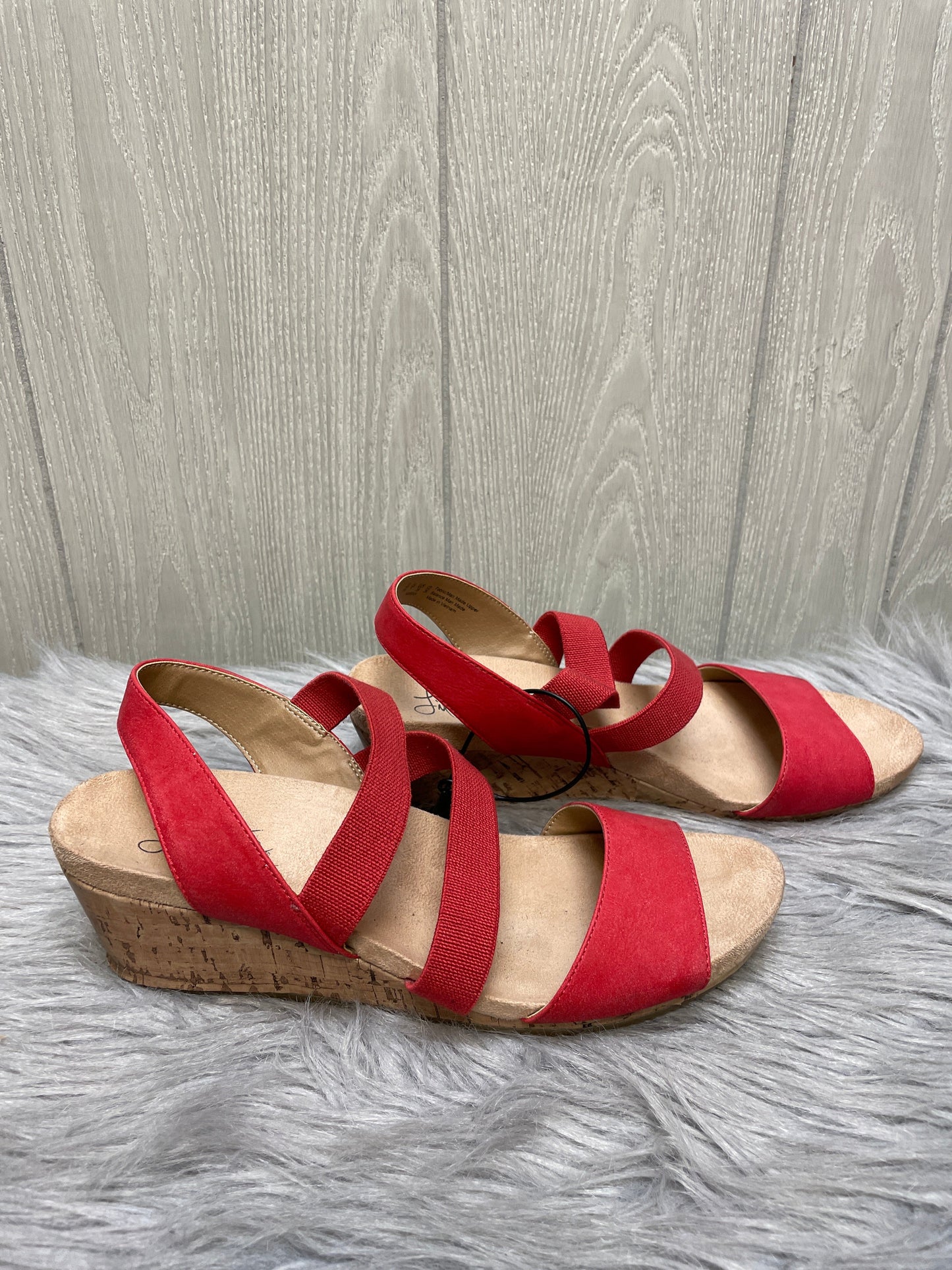 Sandals Heels Wedge By Life Stride In Red, Size: 9