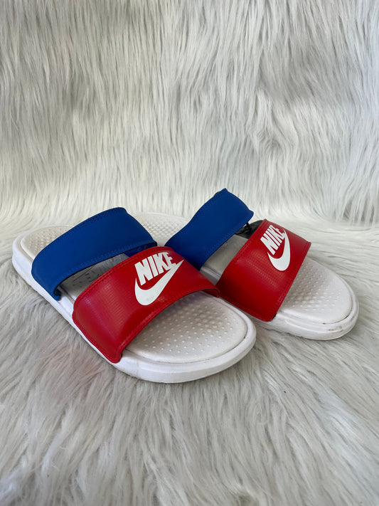 Sandals Flats By Nike In Blue & Red & White, Size: