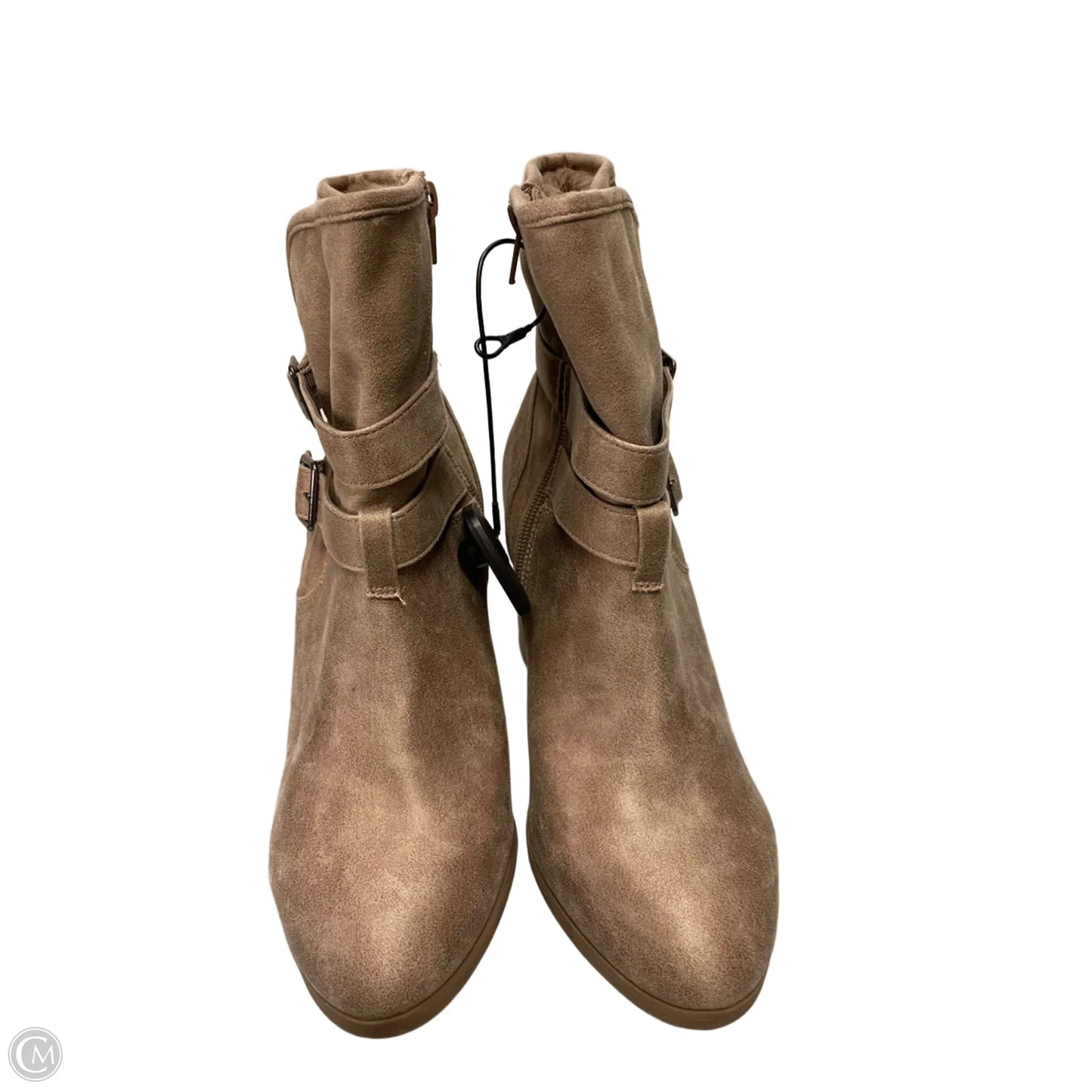 Boots Ankle Heels By Cato In Beige, Size: 10