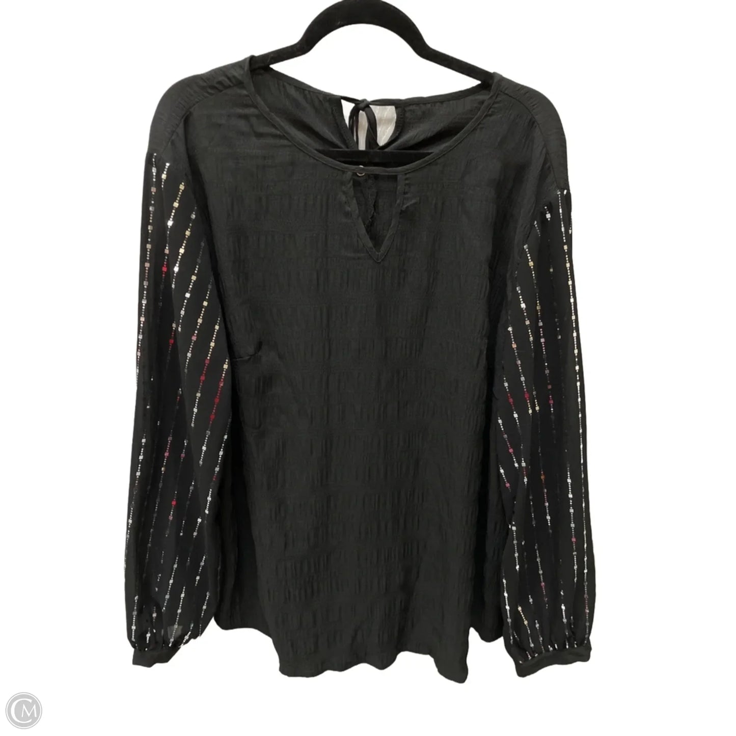 Top Long Sleeve By Shein In Black & Silver, Size: 2x