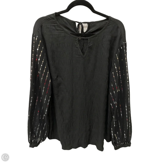 Top Long Sleeve By Shein In Black & Silver, Size: 2x