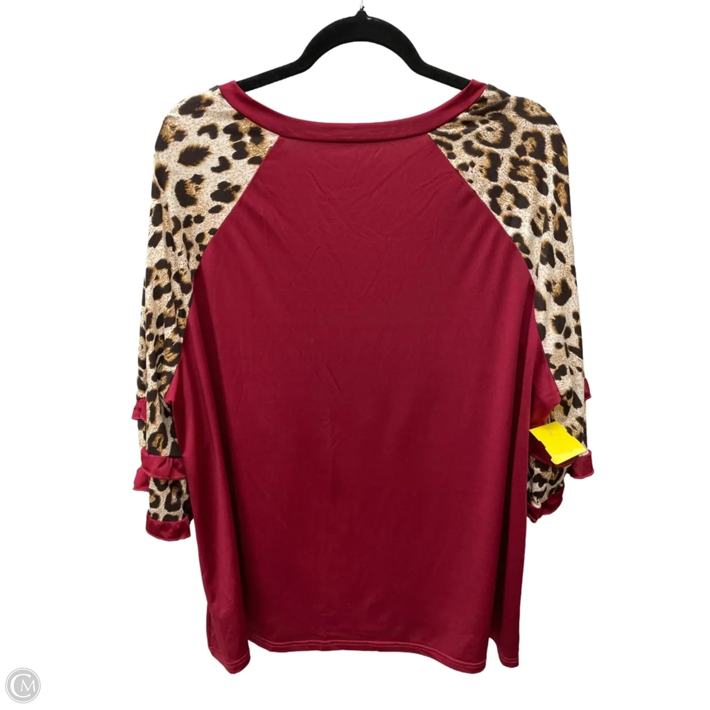 Top 3/4 Sleeve By Shein In Maroon, Size: 3x