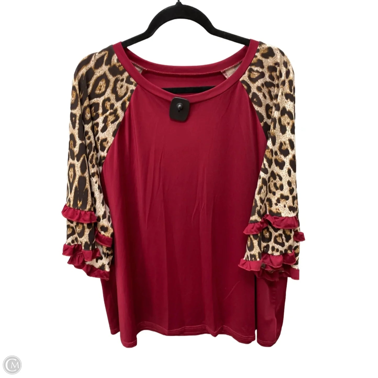 Top 3/4 Sleeve By Shein In Maroon, Size: 3x