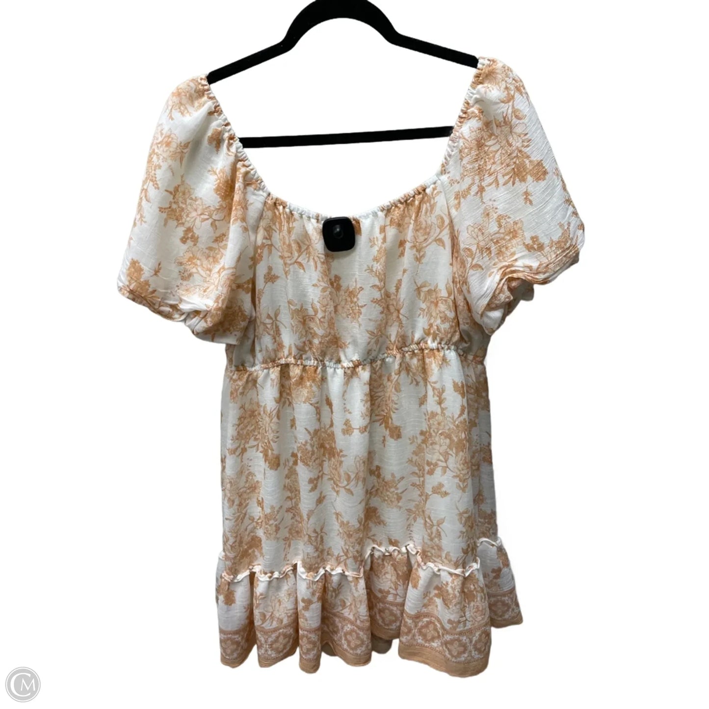 Dress Casual Short By Blu Pepper In Orange & White, Size: L