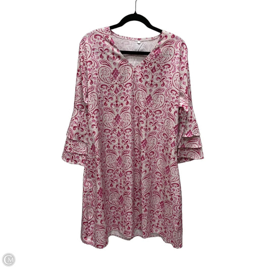 Dress Casual Short By Cme In Pink & White, Size: 2x