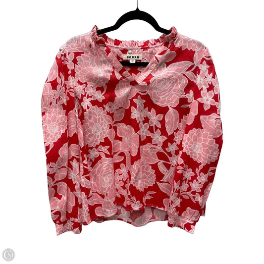 Top Long Sleeve By Boden In Floral Print, Size: S