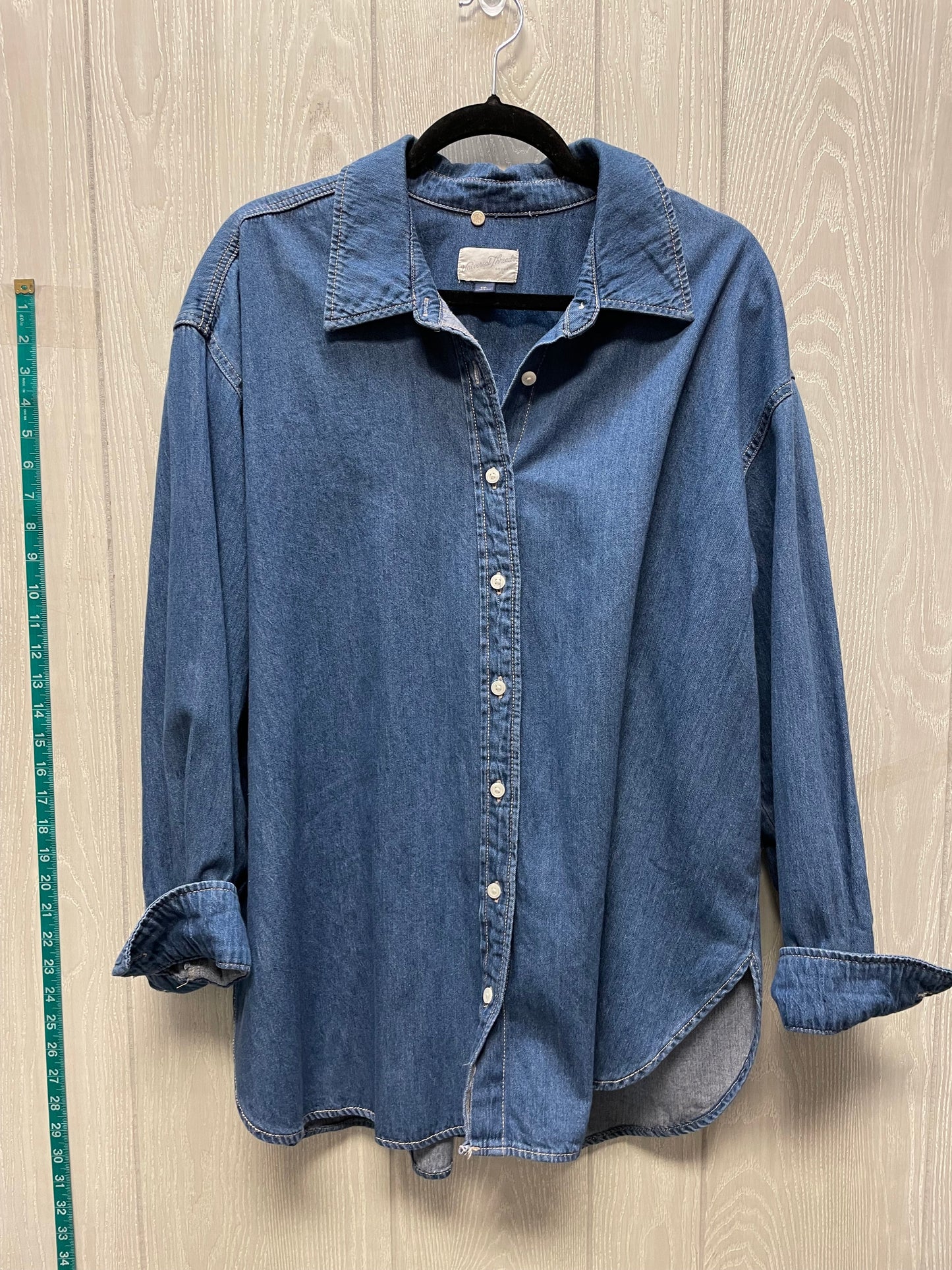 Tunic Long Sleeve By Universal Thread In Blue Denim, Size: 1x