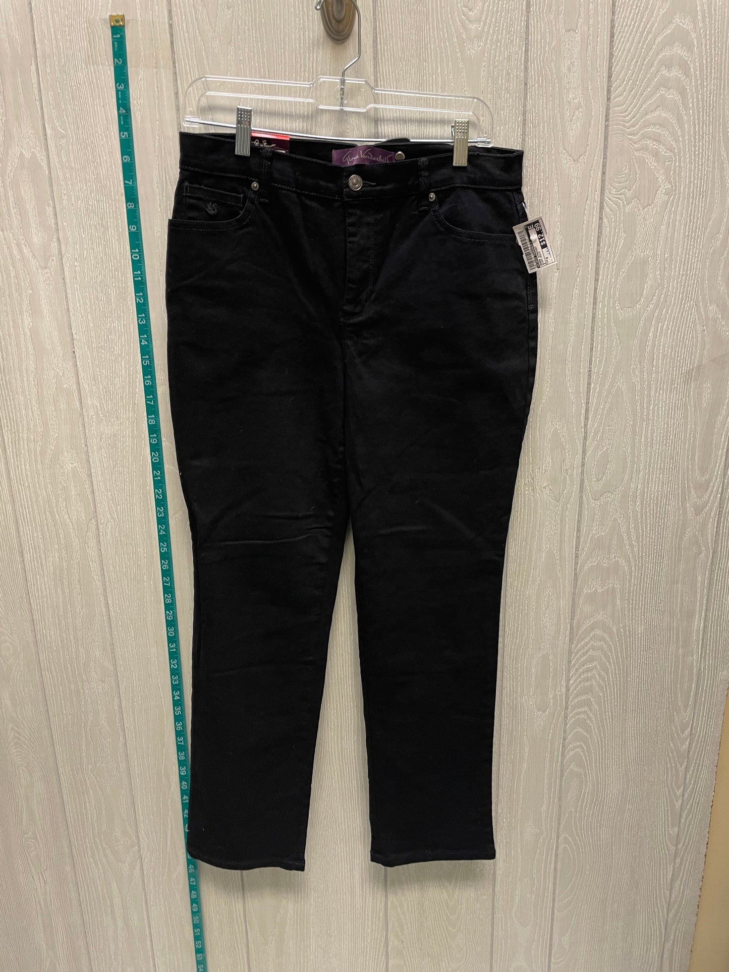 Black Denim Jeans Straight Gloria Vanderbilt, Size 8