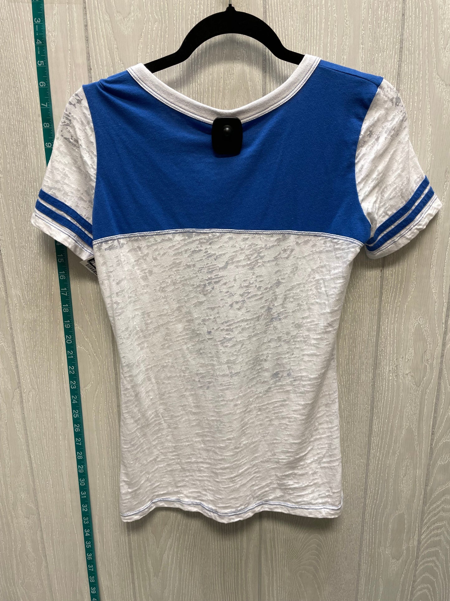 Blue & White Top Short Sleeve Clothes Mentor, Size M