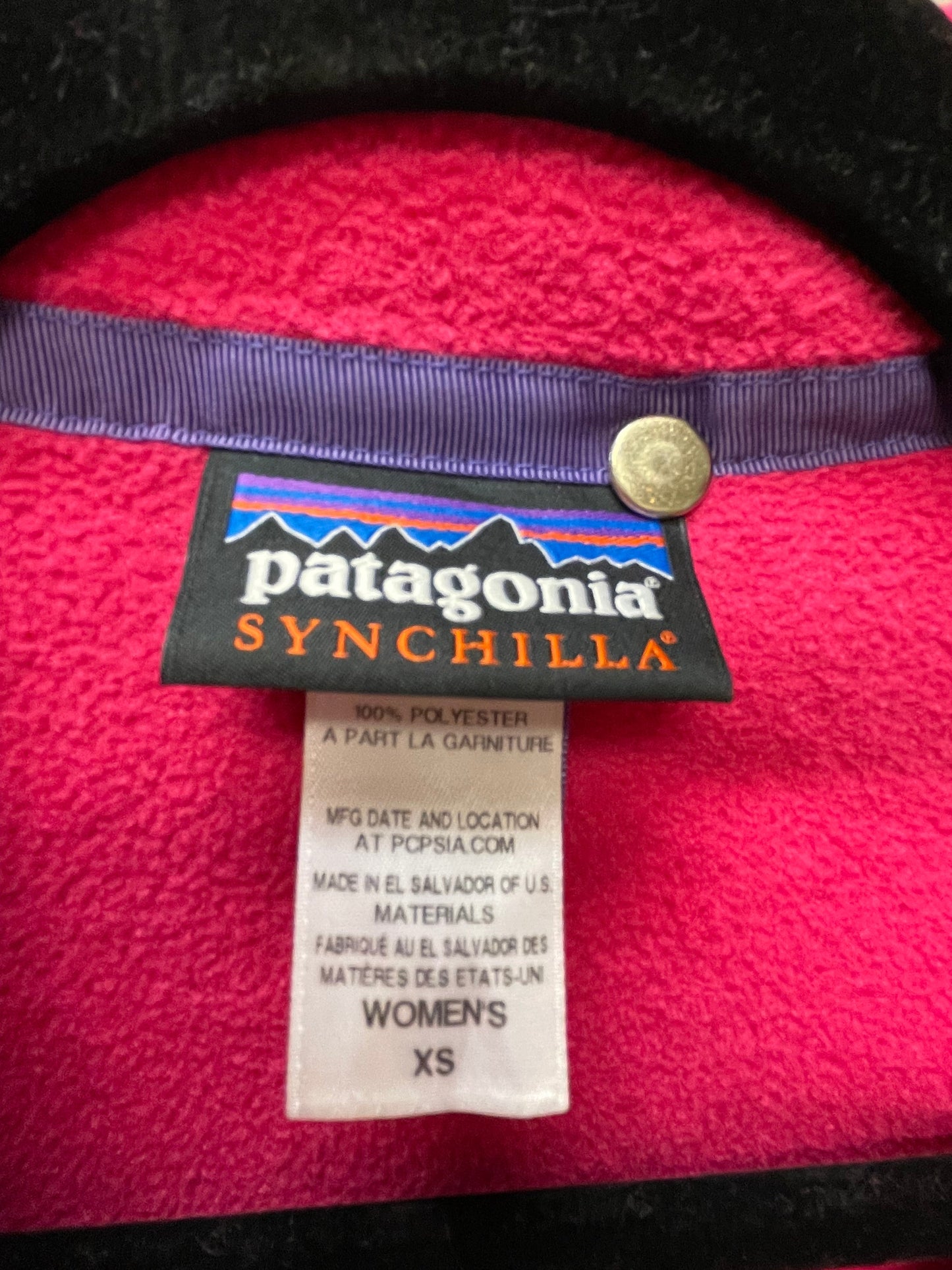 Jacket Fleece By Patagonia In Blue & Pink, Size: Xs