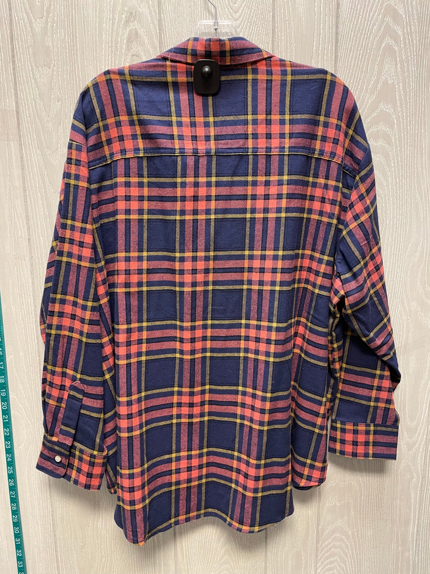 Top Long Sleeve By Old Navy In Plaid Pattern, Size: Xl