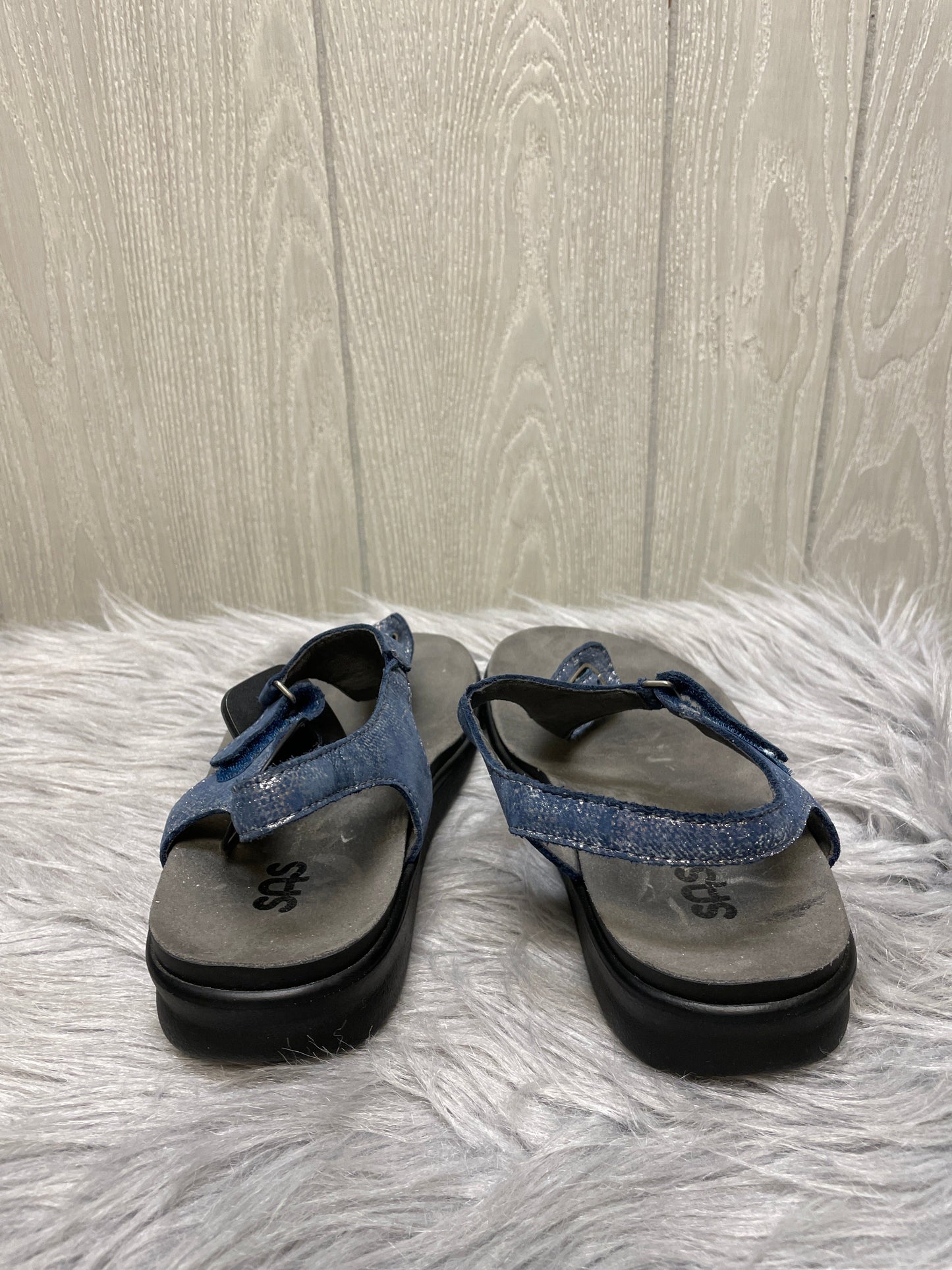 Sandals Heels Wedge By Sas In Blue & Silver, Size: 7