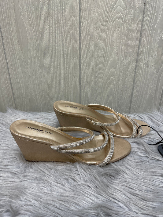 Sandals Heels Wedge By London Fog In Gold, Size: 9