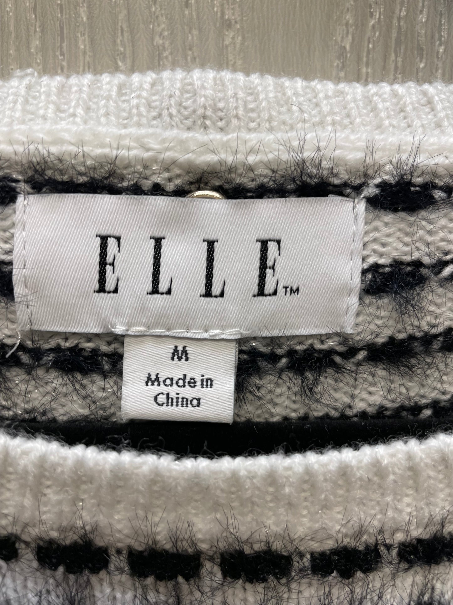 Sweater By Elle In Black & Cream, Size: M