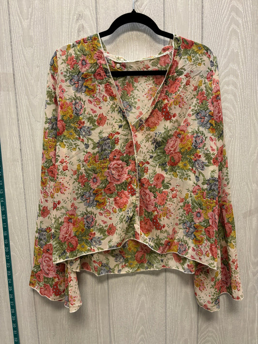 Blouse Long Sleeve By Shein In Floral Print, Size: S