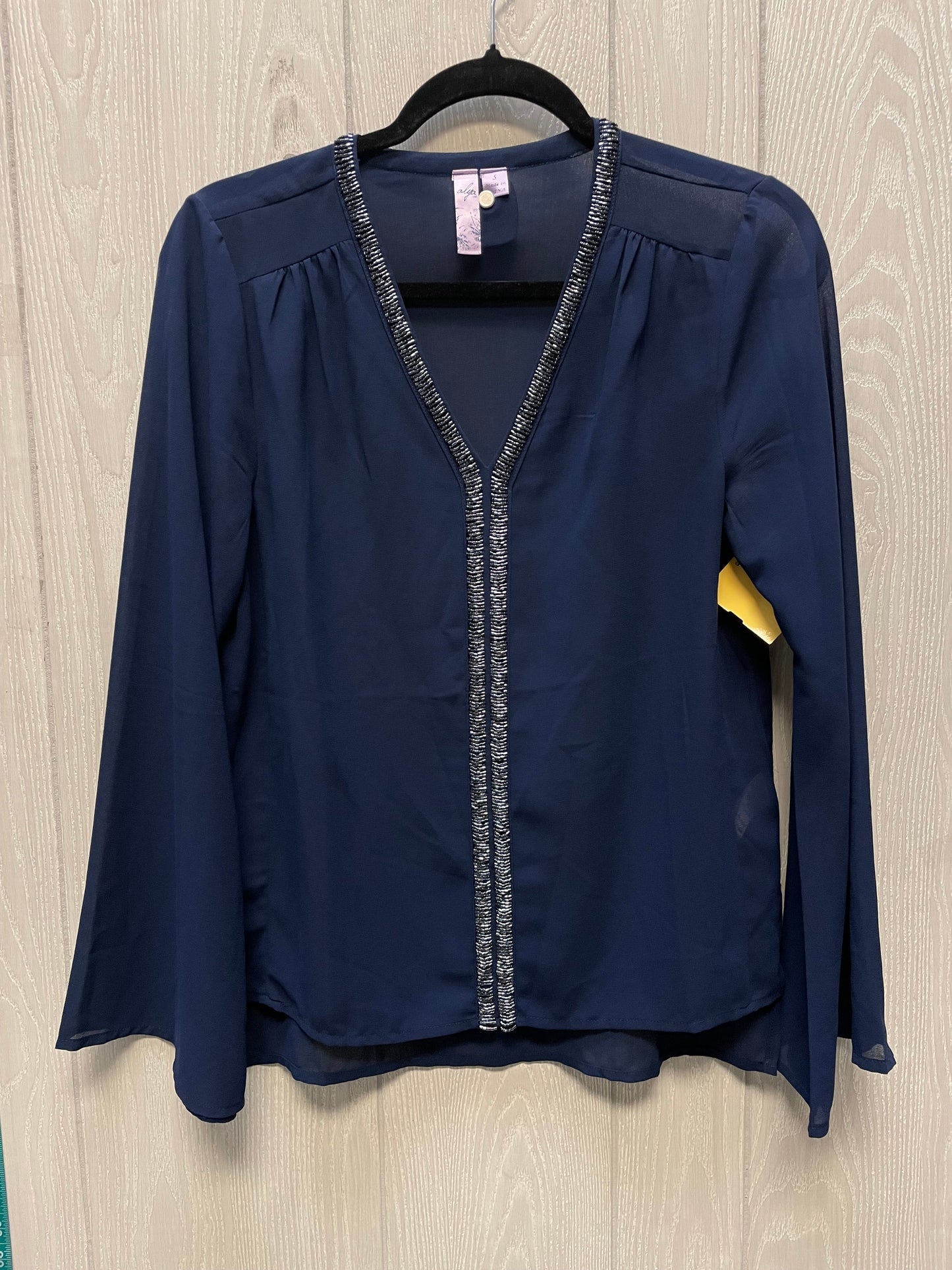 Blouse Long Sleeve By Alya In Navy, Size: S