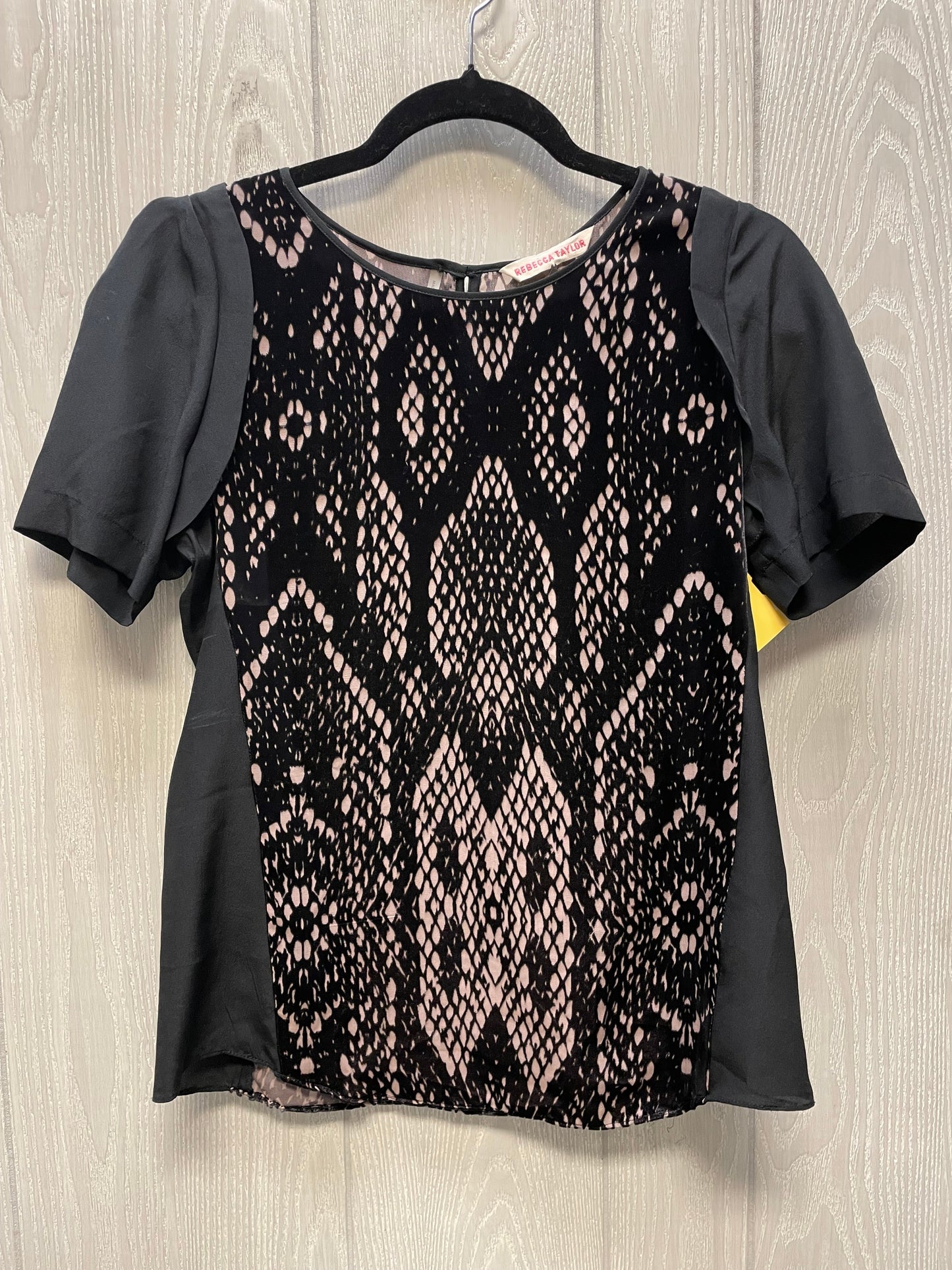 Blouse Short Sleeve By Rebecca Taylor In Black & Pink, Size: Xs