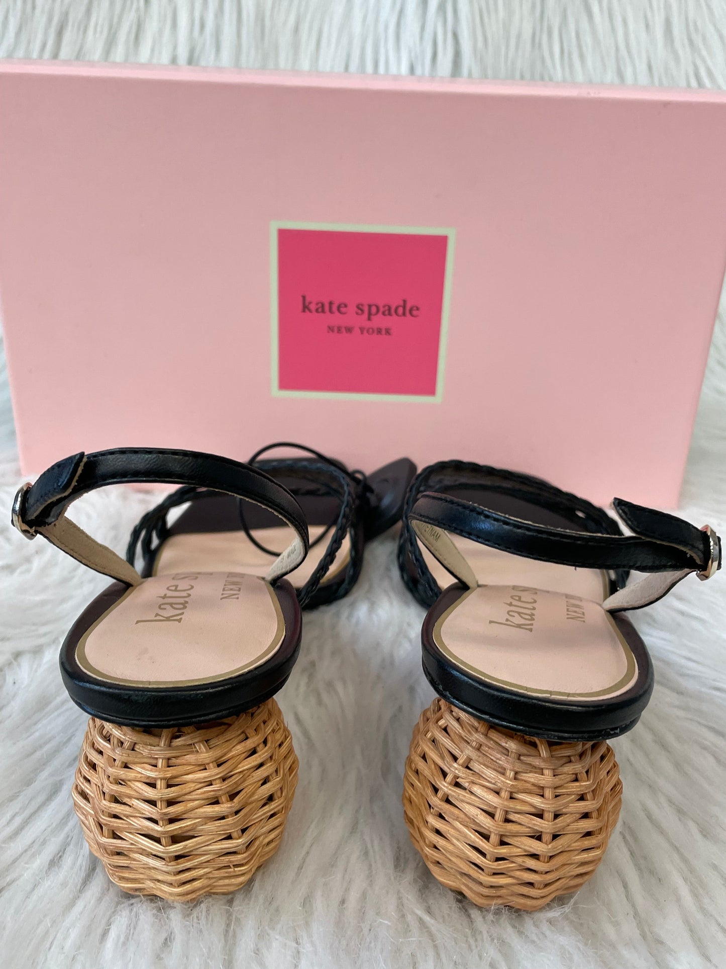 Sandals Designer By Kate Spade In Black & Brown, Size: 7