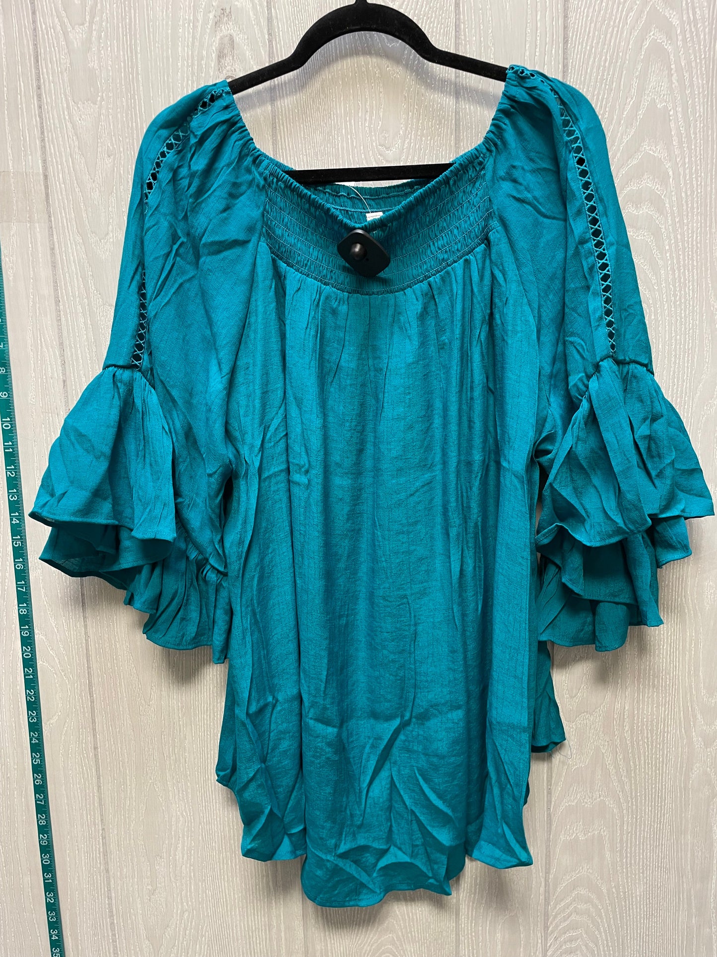 Top 3/4 Sleeve By Cato In Teal, Size: 2x