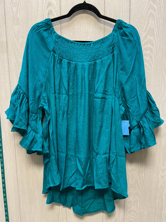 Top 3/4 Sleeve By Cato In Teal, Size: 2x