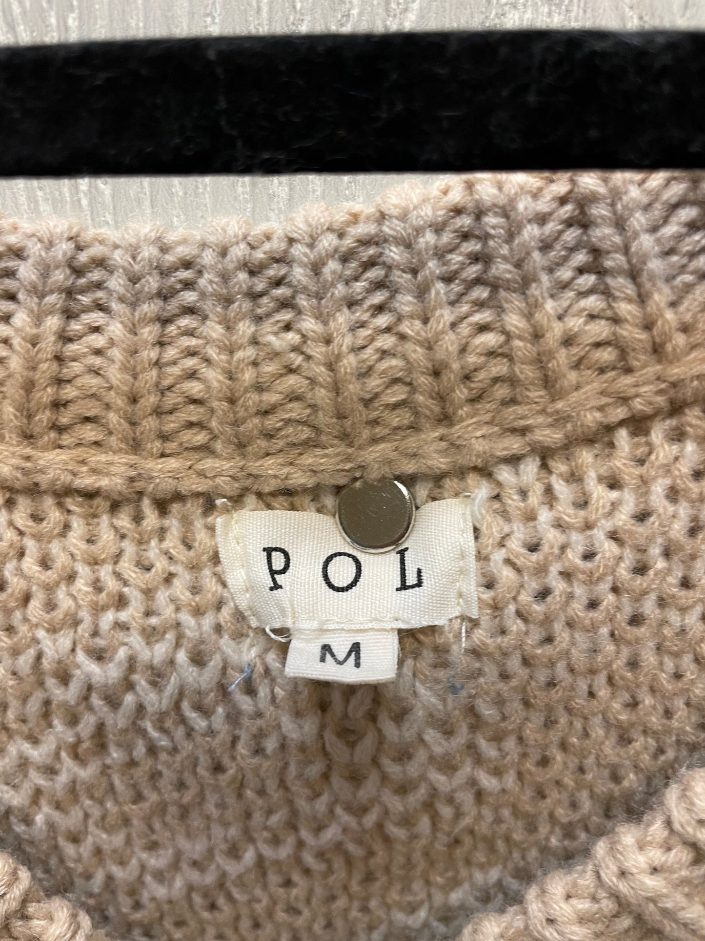 Sweater By Pol In Grey & Tan, Size: M