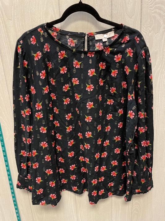 Top Long Sleeve By Loft In Floral Print, Size: 2x