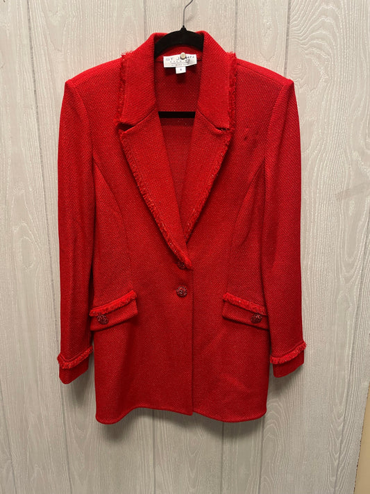 Blazer Luxury Designer By St. John In Red, Size: M