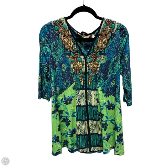 Top 3/4 Sleeve By Soft Surroundings In Blue & Green, Size: Xs