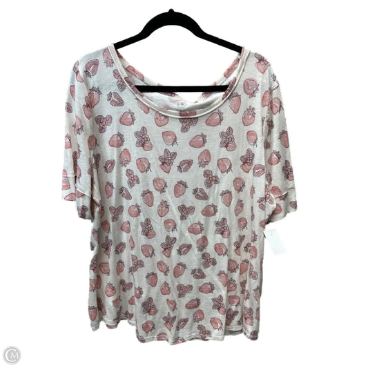 Top Short Sleeve By Cato In Cream & Pink, Size: Xl
