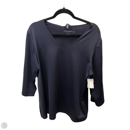 Top Short Sleeve Basic By Susan Graver In Navy, Size: 1x