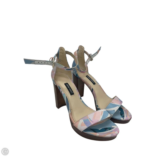 Sandals Heels Block By Nine West In Multi-colored, Size: 7