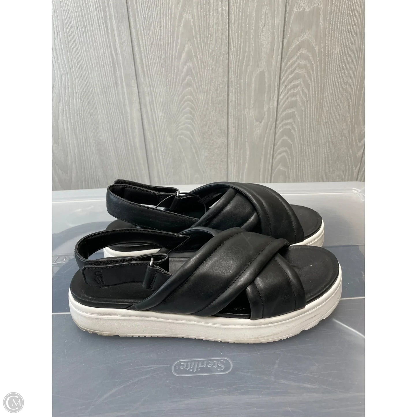 Sandals Designer By Ugg In Black & White, Size: 9