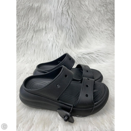 Sandals Heels Platform By Crocs In Black, Size: 7