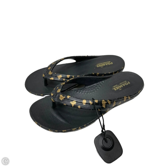 Sandals Flip Flops By Skechers In Black & Gold, Size: 8