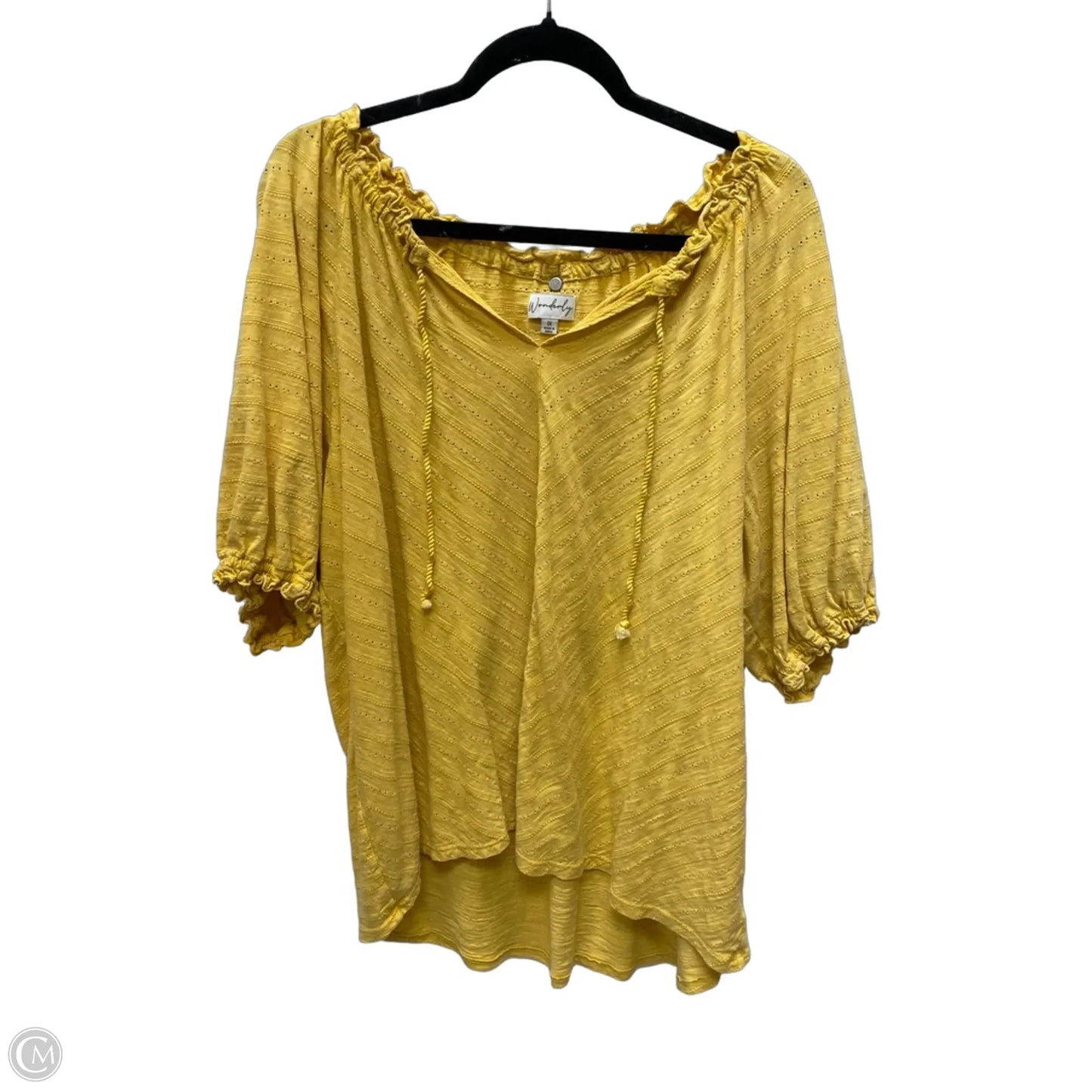 Top Short Sleeve By Wonderly In Yellow, Size: 1x