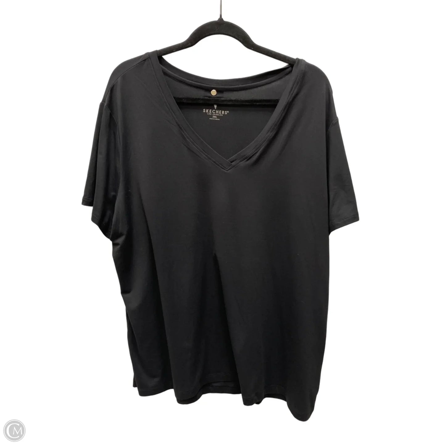 Athletic Top Short Sleeve By Skechers In Black, Size: 2x