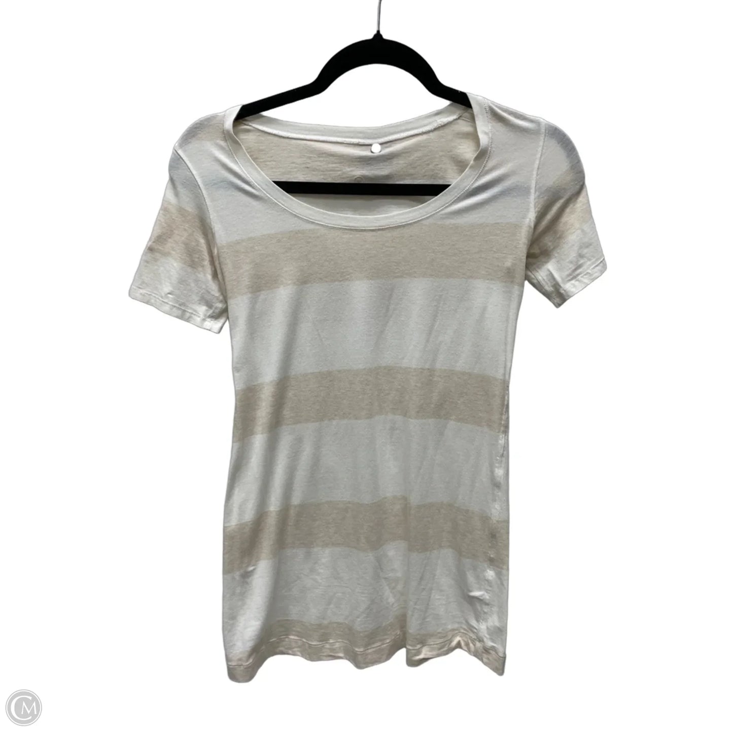 Athletic Top Short Sleeve By Lululemon In Striped Pattern, Size: S