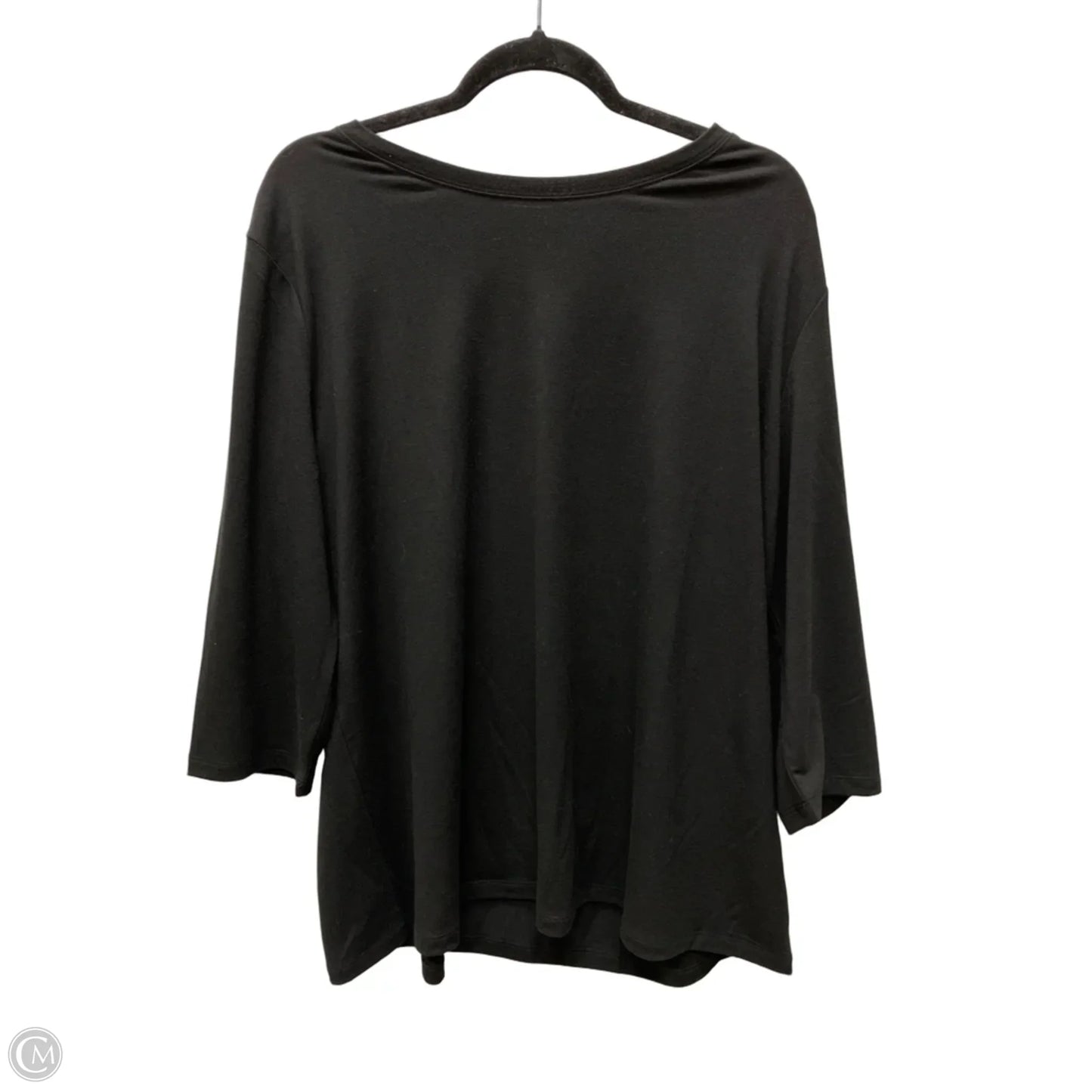 Top 3/4 Sleeve Basic By Clothes Mentor In Black, Size: 2x