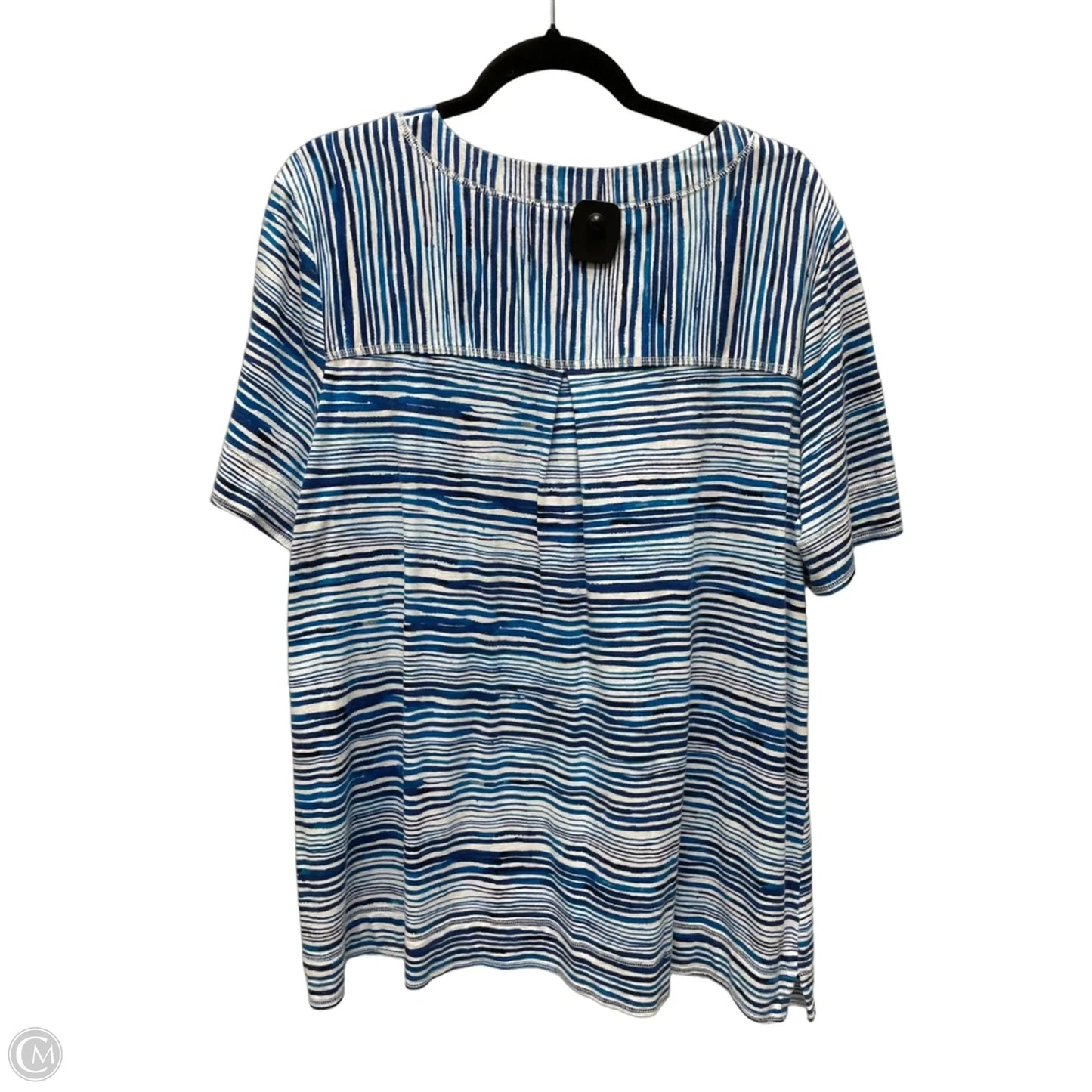 Top Short Sleeve By West Bound In Blue & White, Size: 1x