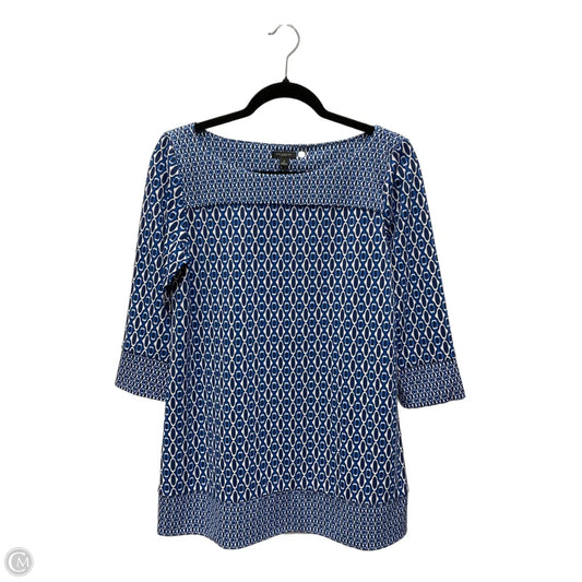 Tunic 3/4 Sleeve By Ann Taylor In Blue & White, Size: S
