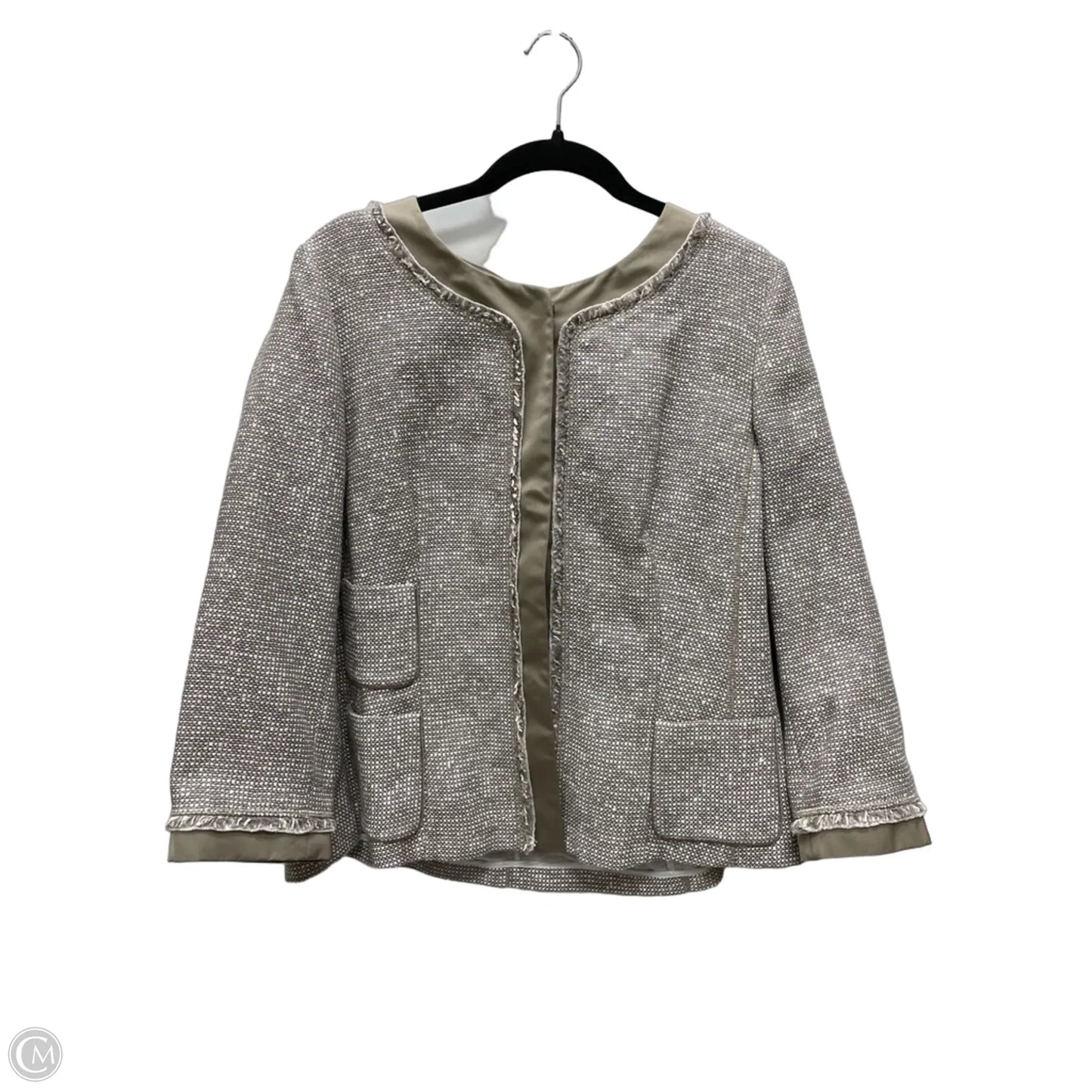 Jacket Designer By Lafayette 148 In Tan & White, Size: Xl
