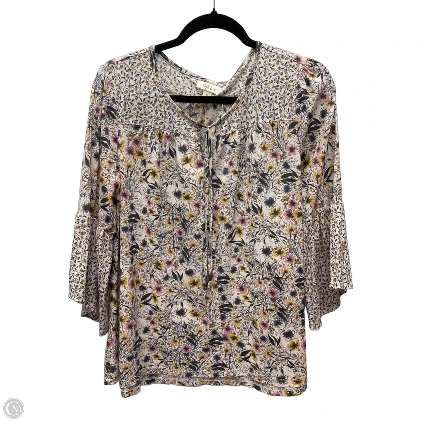 Top Short Sleeve By Style And Company In Floral Print, Size: S