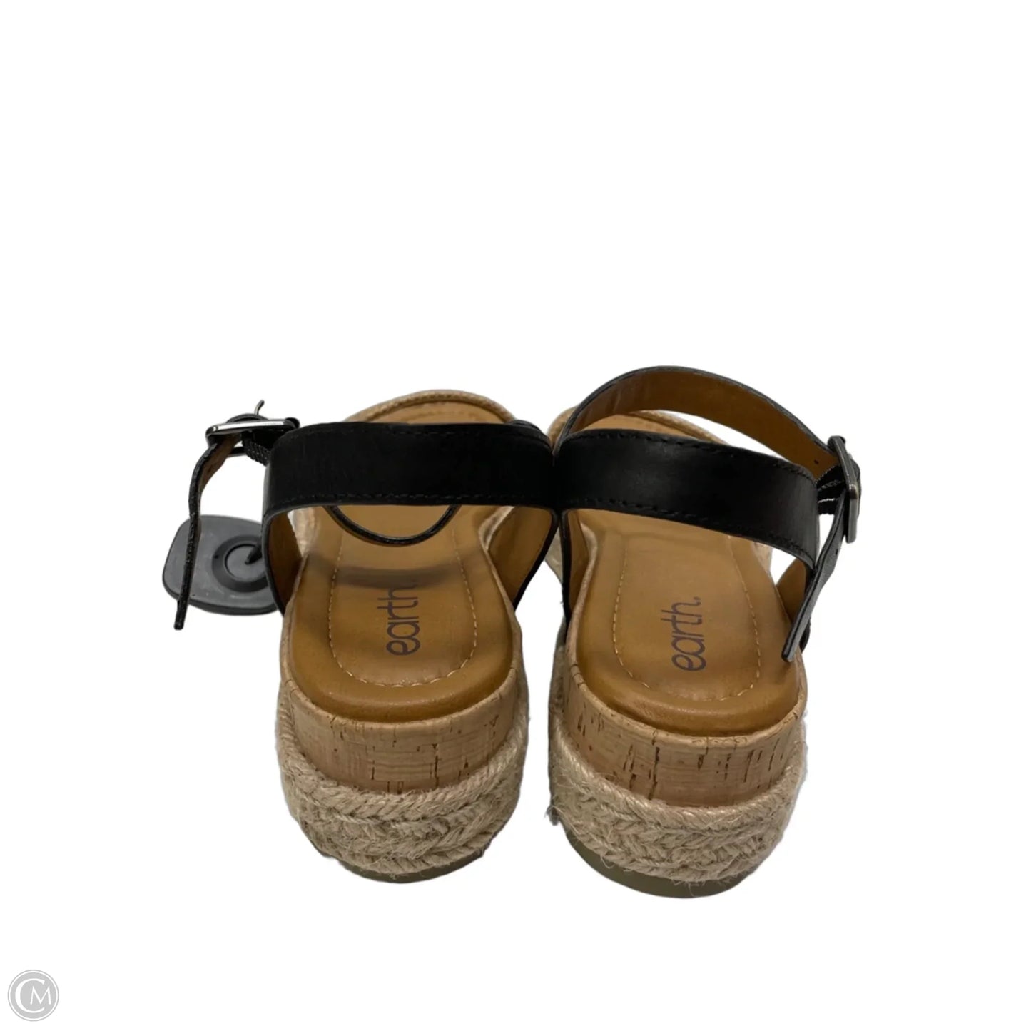 Sandals Heels Wedge By Earth In Black & Tan, Size: 8.5