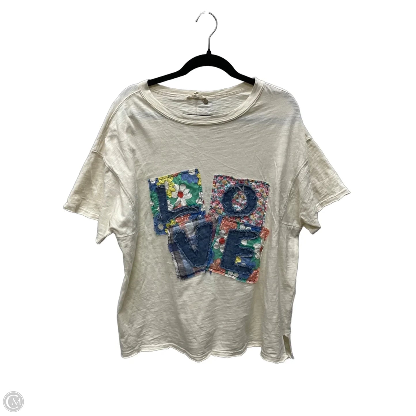 Top Short Sleeve By Easel In Cream, Size: S