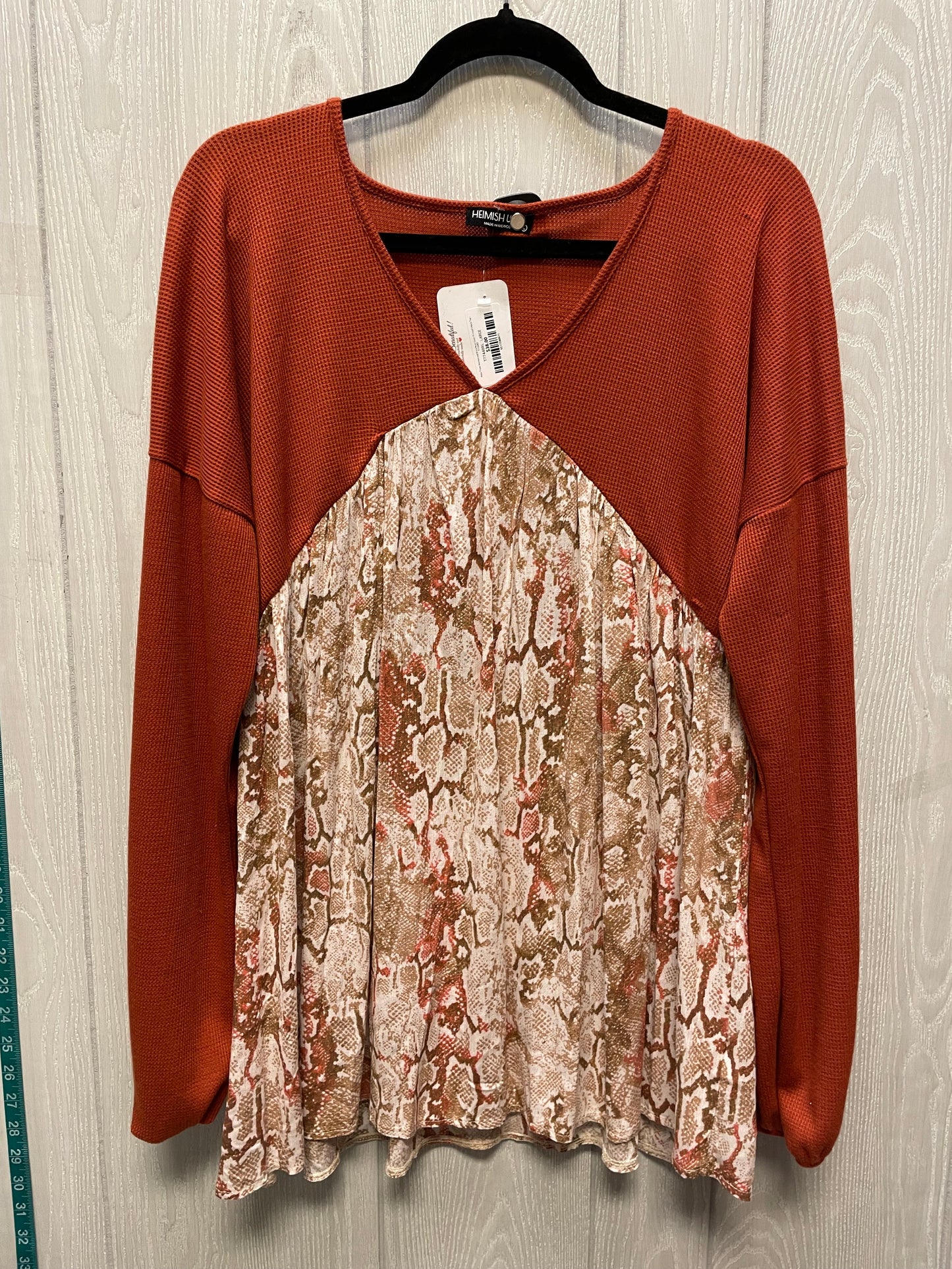 Top Long Sleeve By Heimish Usa In Terracotta, Size: L