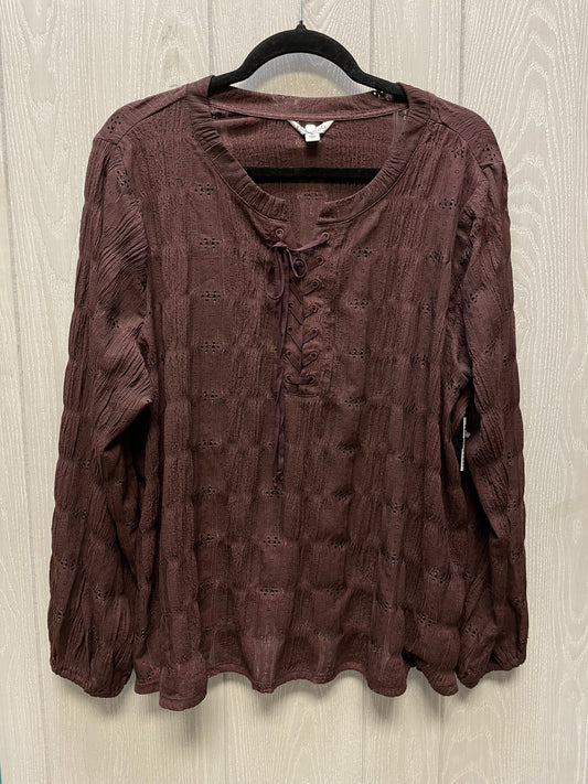 Top Long Sleeve By Frye And Co In Brown, Size: 1x