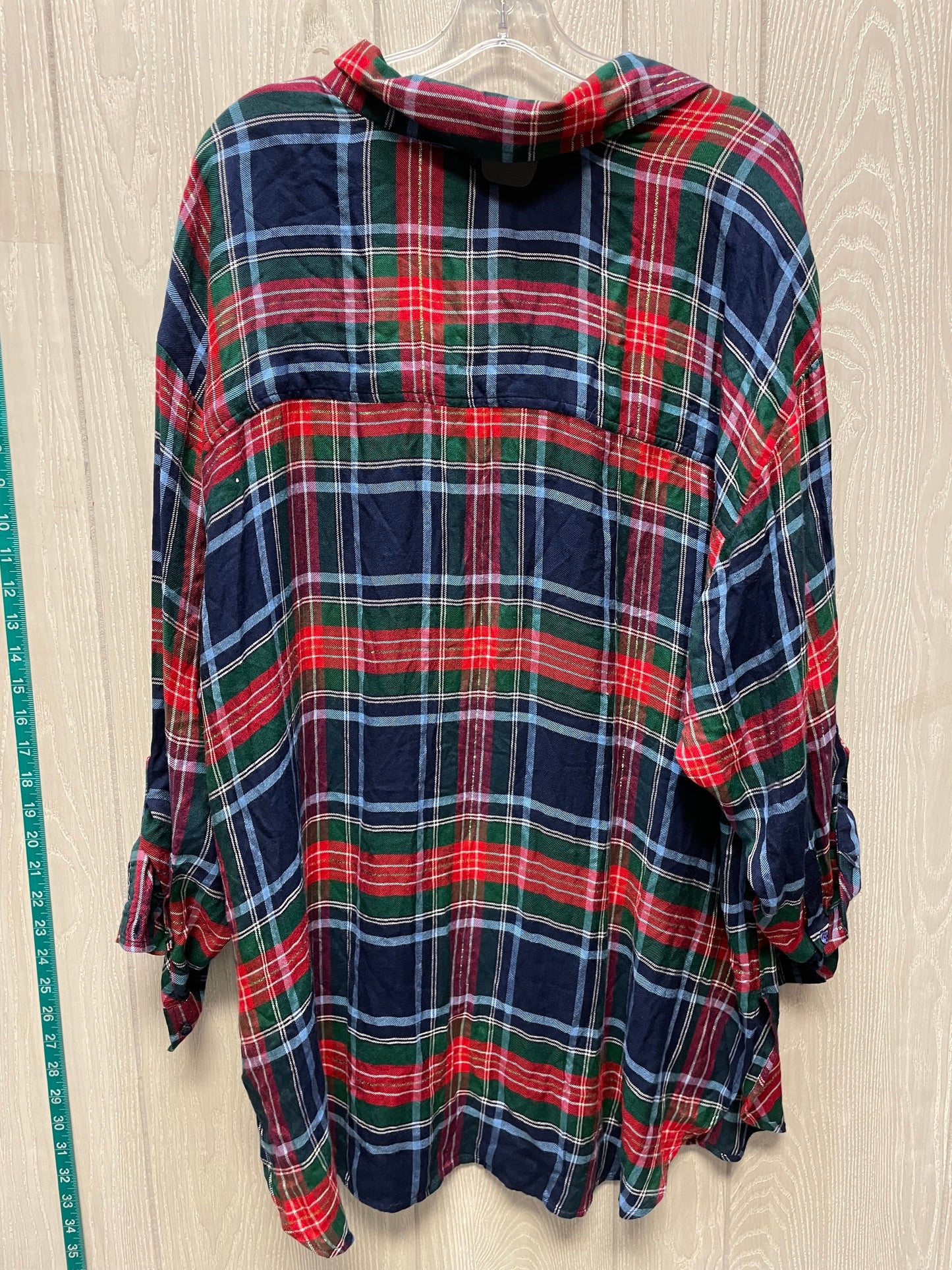 Tunic Long Sleeve By Crown And Ivy In Plaid Pattern, Size: 2x