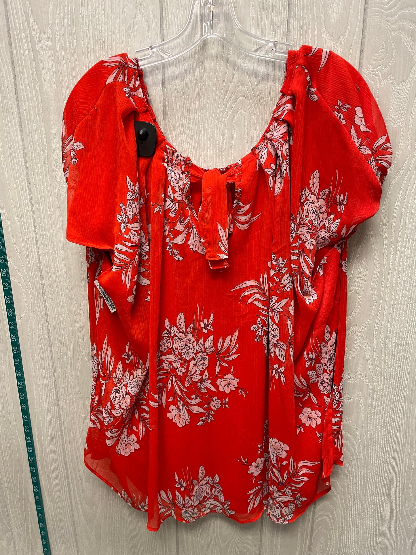 Blouse Short Sleeve By Lc Lauren Conrad In Red & White, Size: 3x