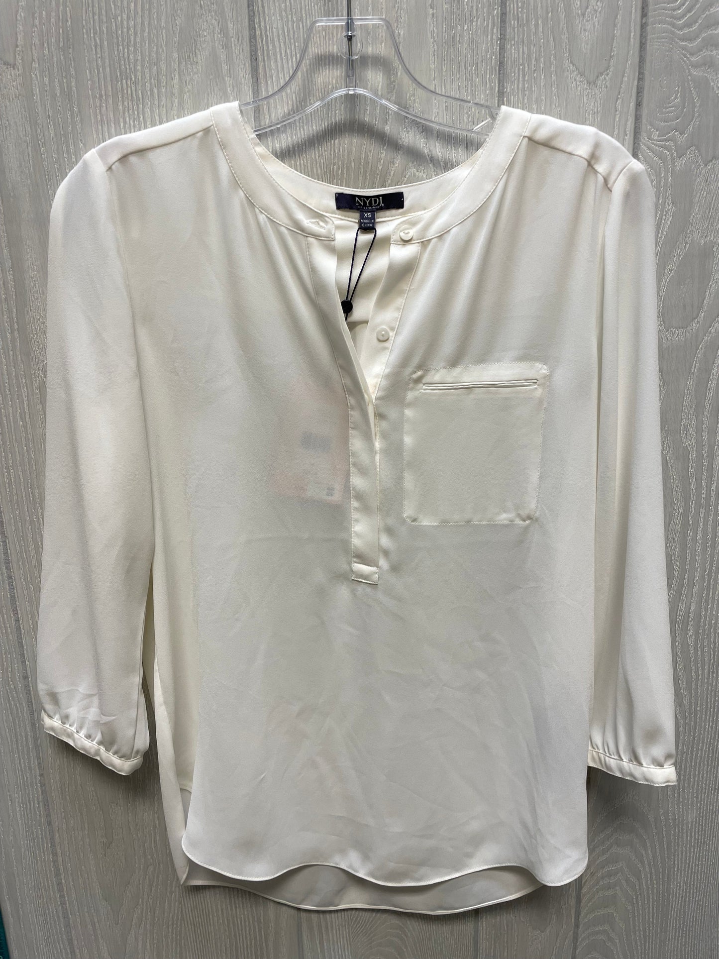 Blouse Long Sleeve By Not Your Daughters Jeans In Cream, Size: Xs